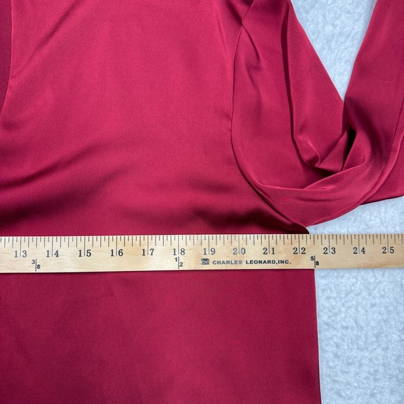 Calvin Klein Red Top Blouse Long Sleeve Shirt 100% Polyester Women's Size L - Picture 5 of 9